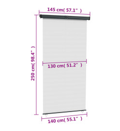 Auvent latéral de balcon 140x250 cm Crème