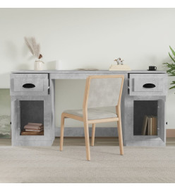 Bureau avec armoire gris béton bois d'ingénierie