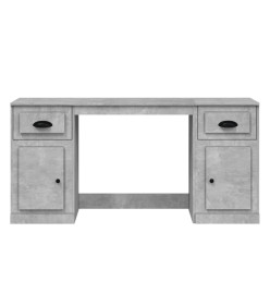 Bureau avec armoire gris béton bois d'ingénierie