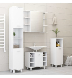 Ensemble de meubles de salle de bain 3 pcs Blanc Aggloméré