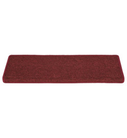 Tapis d'escalier 15 pcs 65x21x4 cm Rouge mat