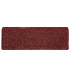 Tapis d'escalier 15 pcs 65x21x4 cm Rouge mat