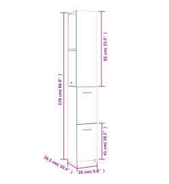 Armoire de bain sonoma gris 25x26,5x170 cm bois d'ingénierie