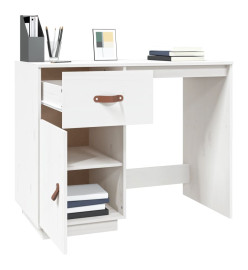 Bureau Blanc 95x50x75 cm Bois massif de pin