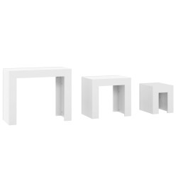 Tables basses gigognes 3 pcs Blanc brillant Aggloméré