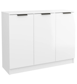 Buffet Blanc brillant 90,5x30x70 cm Bois d'ingénierie