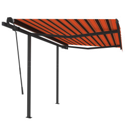 Auvent rétractable automatique et poteaux 3x2,5 m Orange marron