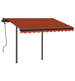 Auvent rétractable automatique et poteaux 3x2,5 m Orange marron