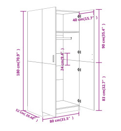 Garde-robe Chêne sonoma 80x52x180 cm Aggloméré