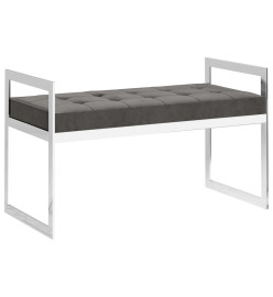 Banc 97 cm Gris Velours et acier inoxydable