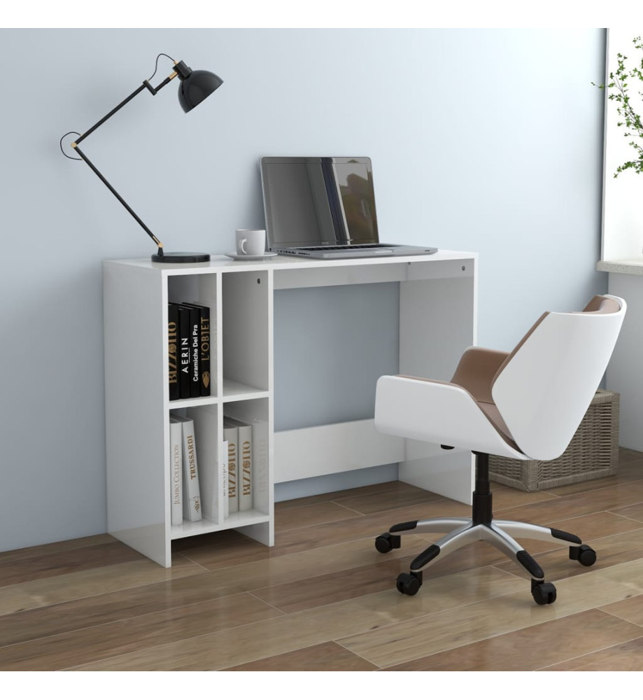 Bureau d'ordinateur portable Blanc brillant 102,5x35x75 cm