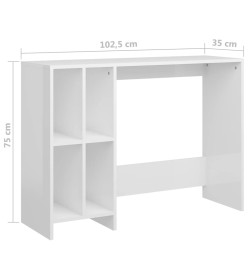 Bureau d'ordinateur portable Blanc brillant 102,5x35x75 cm