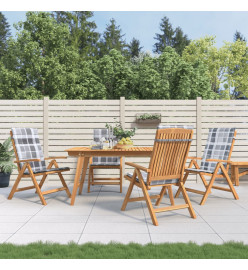 Chaises de jardin inclinables 4pcs et coussins bois massif teck