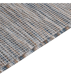 Tapis à tissage plat d'extérieur 100x200 cm Marron et bleu