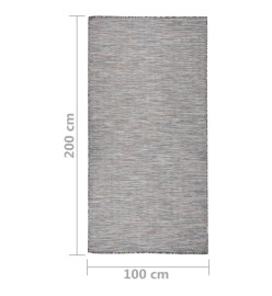 Tapis à tissage plat d'extérieur 100x200 cm Marron et bleu