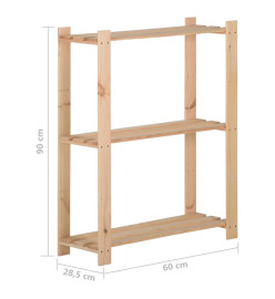 Étagère de stockage 3 niveaux 60x28,5x90 cm Bois de pin massif