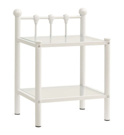 Table de chevet Blanc/transparent 45x34,5x60,5cm Métal et verre