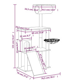 Arbre à chat avec griffoirs en sisal Crème 131 cm