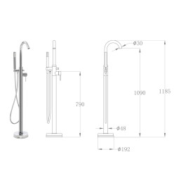 Robinet de baignoire sur pied Acier inoxydable 118,5 cm