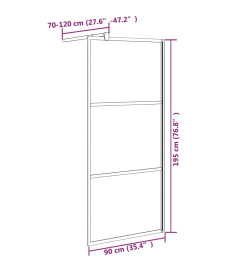 Paroi de douche 90x195 cm Verre ESG dépoli Noir