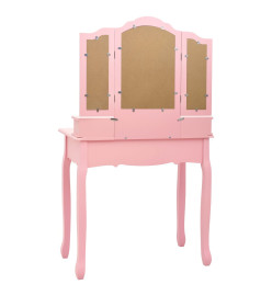 Ensemble de coiffeuse avec tabouret Rose 80x69x141 cm Paulownia