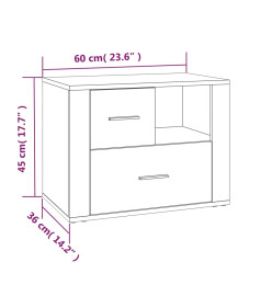 Table de chevet Gris béton 60x36x45 cm Bois d'ingénierie