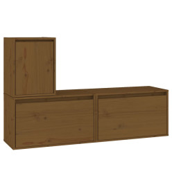 Meubles TV 3 pcs Marron miel Bois massif de pin