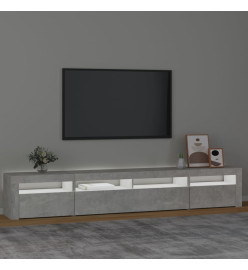 Meuble TV avec lumières LED Gris béton 240x35x40 cm