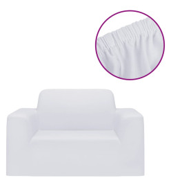 Housse extensible de canapé Blanc Jersey de polyester