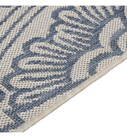 Tapis à tissage plat d'extérieur 100x200 cm Motif bleu