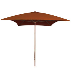 Parasol d'extérieur avec mât en bois Terre cuite 200x300 cm