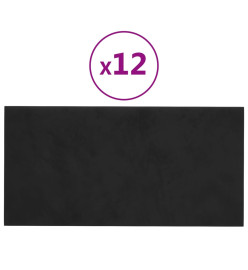 Panneaux muraux 12 pcs Noir 60x30 cm Velours 2,16 m²