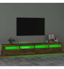 Meuble TV avec lumières LED Chêne fumé 240x35x40 cm