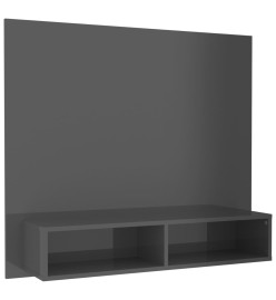 Meuble TV mural Gris brillant 102x23,5x90 cm Aggloméré