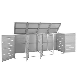 Abri pour quatre poubelles 276,5x77,5x115,5 cm Inox