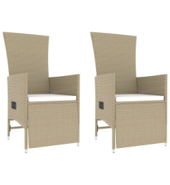 Ensemble de salon de jardin 3 pcs beige poly rotin et acier