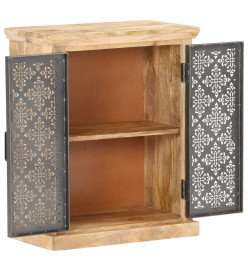 Buffet avec portes en acier 60x35x75 cm Bois de manguier solide