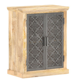 Buffet avec portes en acier 60x35x75 cm Bois de manguier solide