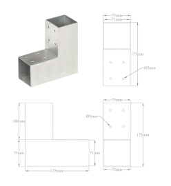 Connecteur de poteau Forme en L Métal galvanisé 71x71 mm