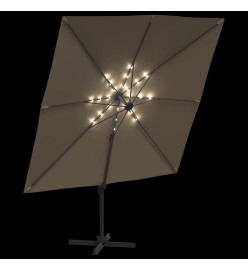 Parasol cantilever à LED Taupe 400x300 cm