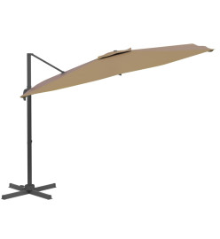 Parasol cantilever à LED Taupe 400x300 cm