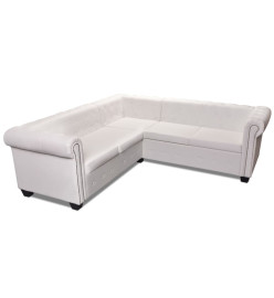 Canapé d'angle Chesterfield 5 plc Cuir artificiel Blanc