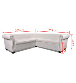 Canapé d'angle Chesterfield 5 plc Cuir artificiel Blanc