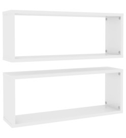 Étagères cube murales 2 pcs Blanc brillant 60x15x23cm Aggloméré