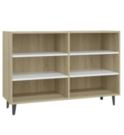 Buffet Blanc et chêne sonoma 103,5x35x70 cm Aggloméré
