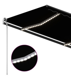 Auvent manuel rétractable avec LED 3x2,5 m Anthracite