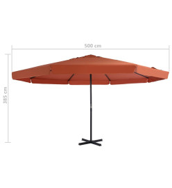 Parasol avec mât en aluminium 500 cm Terre cuite