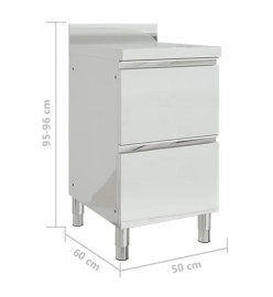 Armoires de cuisine commerciale avec 2 tiroirs 2 pcs Inox