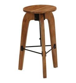 Chaises de bar lot de 2 bois d'acacia solide