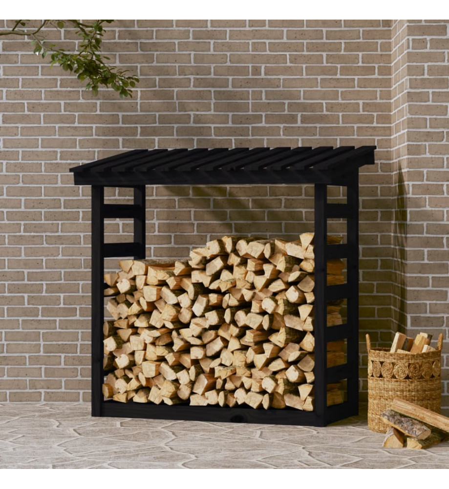 Support pour bois de chauffage Noir 108x64,5x110 cm Bois de pin